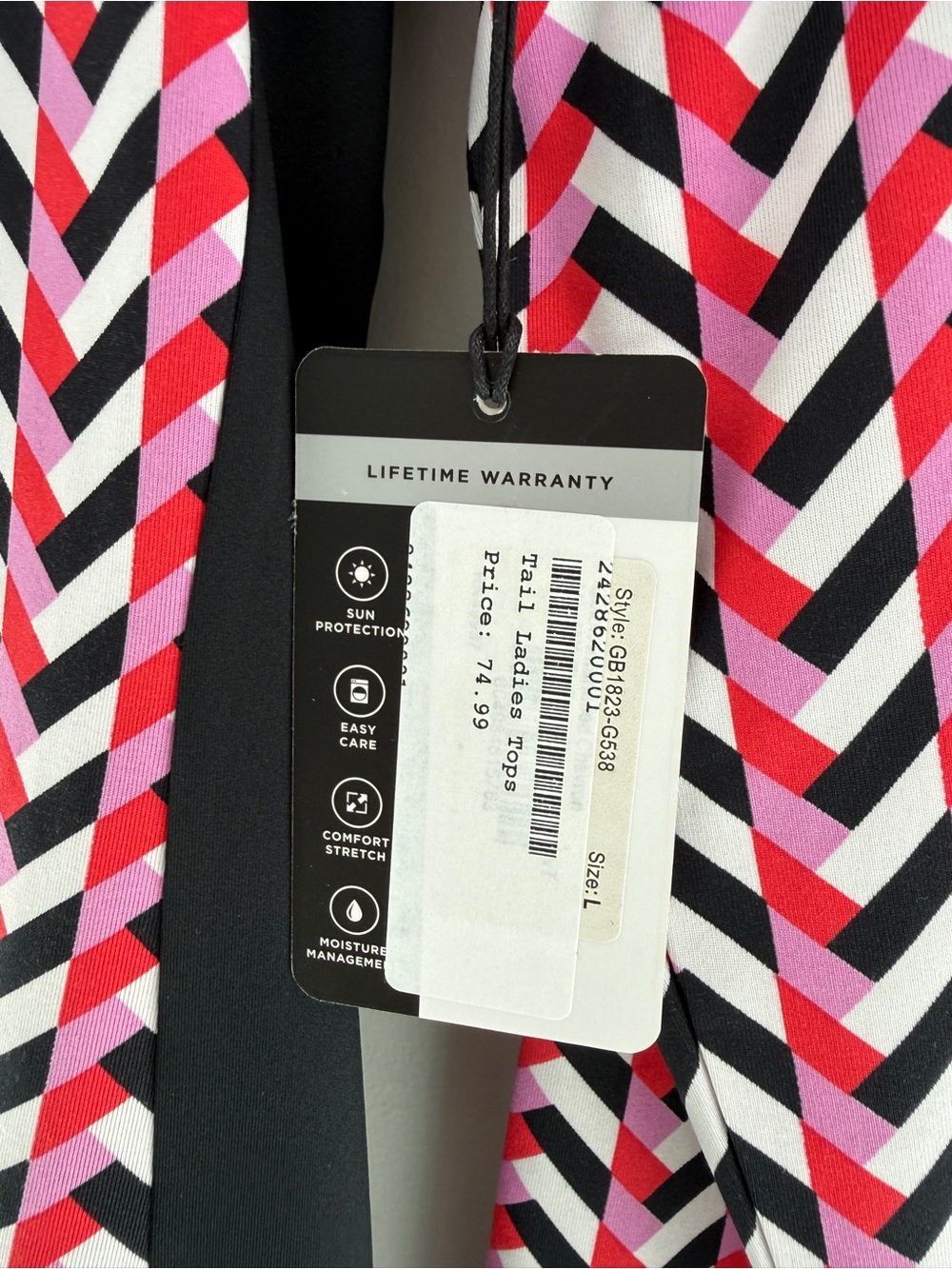 NWT TAIL Geometric Pink Black White 1/4 Zip-Front Golf Top SPF 50 - Picture 5 of 7